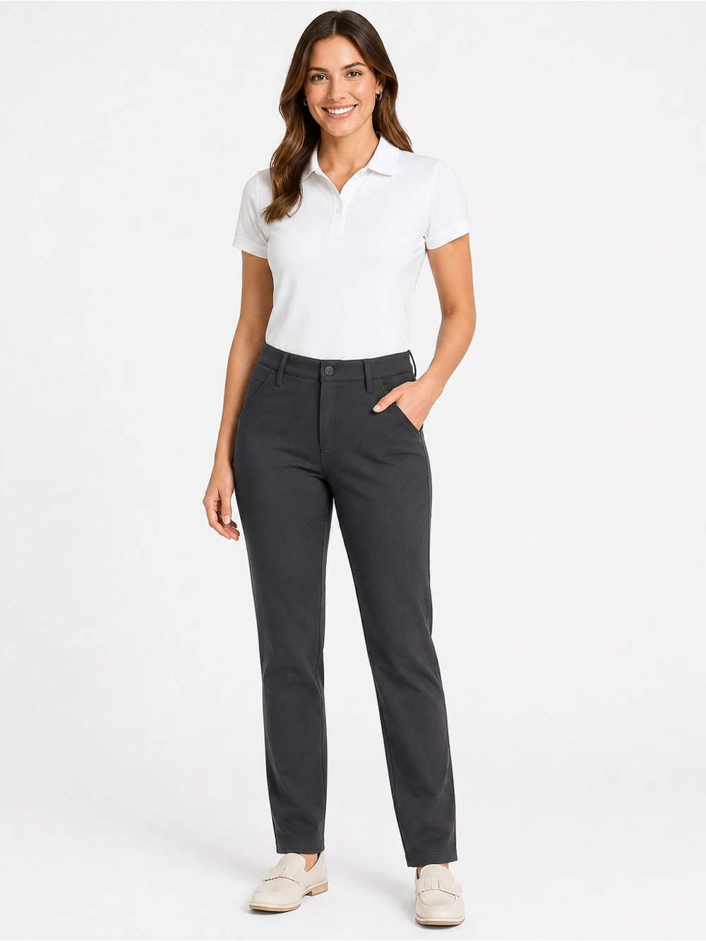 Kyodan Women’s Grey Stretch Golf Pants XS Performance Straight Leg